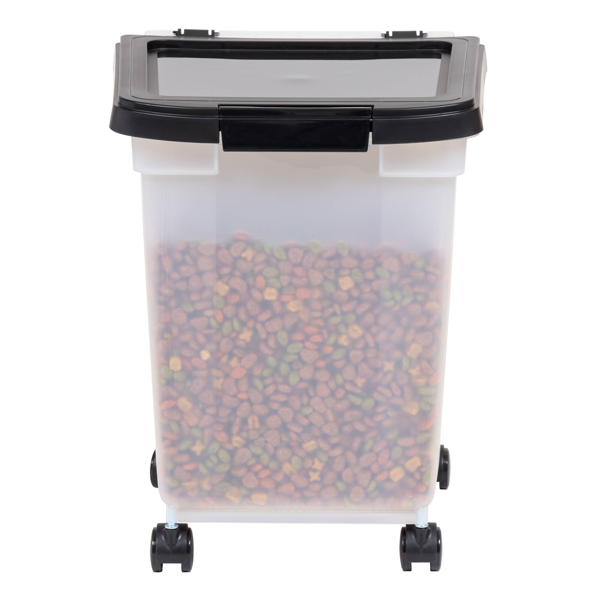 IRIS 32.5qt. Clear/Black Pet Food Container with Sealed Top